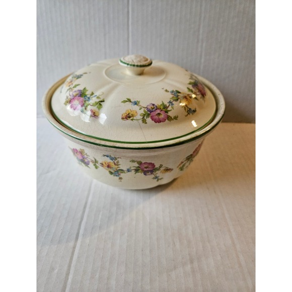 Crown Ovenware Covered Casserole Dish Floral Design Vintage Kitchen Decor‎ - Picture 1 of 6